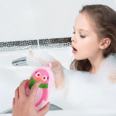 Eponge de Bain - CartoonBathSpong™ - Penguin Rose - LiliRozes