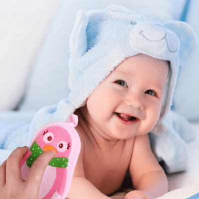 Eponge de Bain - CartoonBathSpong™ - Penguin Rose - LiliRozes